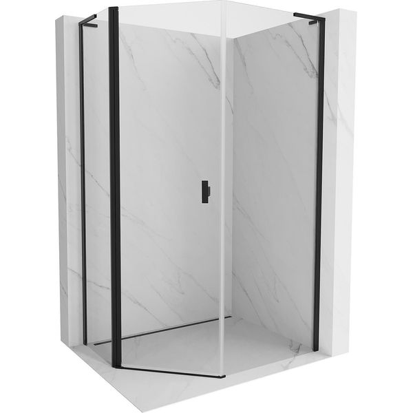 Mexen Mist L Cabina Doccia Pentagonale Asimmetrica A Battente 80 X 90 Cm, Trasparente, Nera - 8A8L-080-090-70-00-image