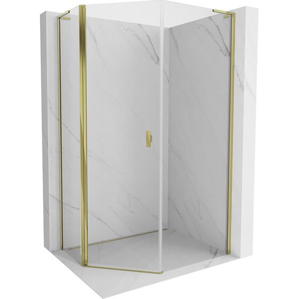 Mexen Mist L Cabina Doccia Pentagonale Asimmetrica Ribaltabile 80 X 100 Cm, Trasparente, Dorata - 8A8L-080-100-50-00-image