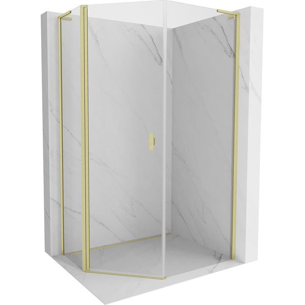 Mexen Mist L Cabina Doccia Pentagonale Asimmetrica Apribile 90X100 Cm, Trasparente, Oro Spazzolato - 8A8L-090-100-55-00-image