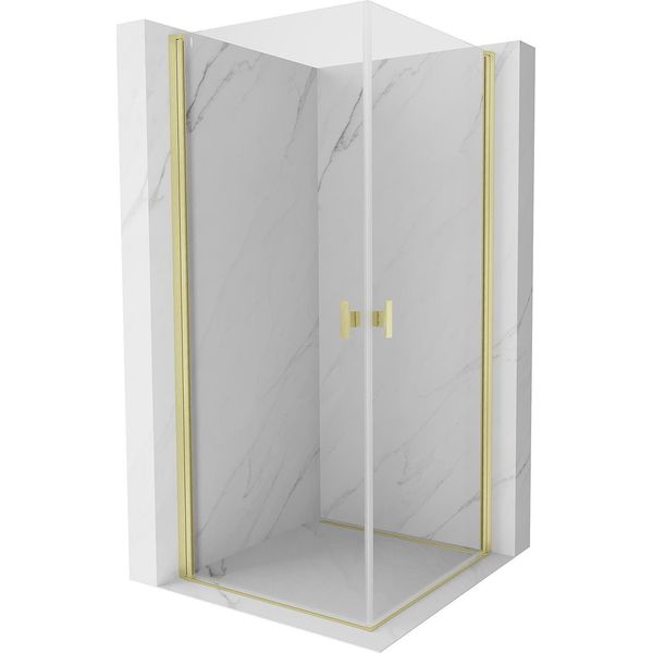Mexen Mist-B Duo Cabina Doccia A Battente 95 X 95 Cm, Trasparente, Oro Spazzolato - 8A2-095-095-55-00-image