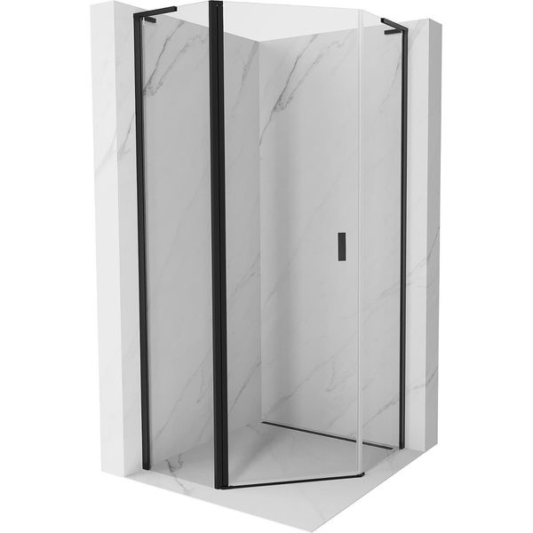 Mexen Mist L Cabina Doccia Pentagonale Battente 80 X 80 Cm, Trasparente, Nera - 8A8L-080-080-70-00-image