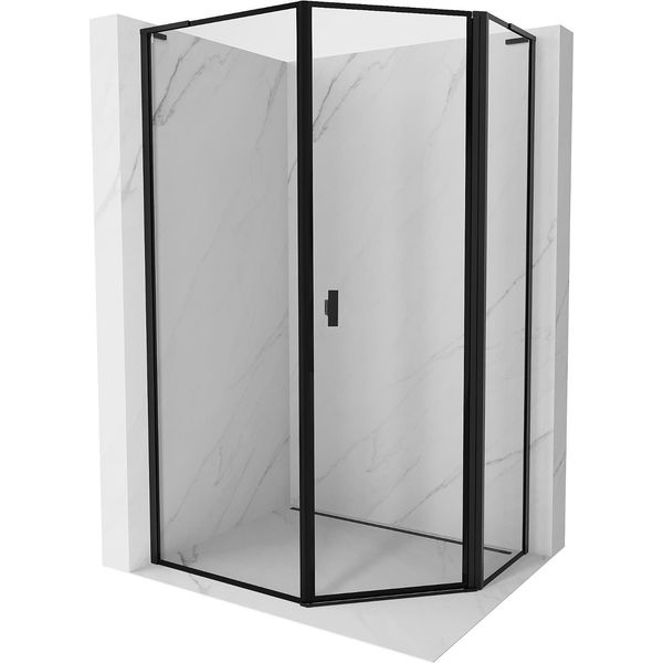 Mexen Mist L Cabina Doccia Pentagonale Asimmetrica A Battente Destra 80 X 100 Cm, Cornice Nera, Nera - 8A8L-080-100-70-70-P-image