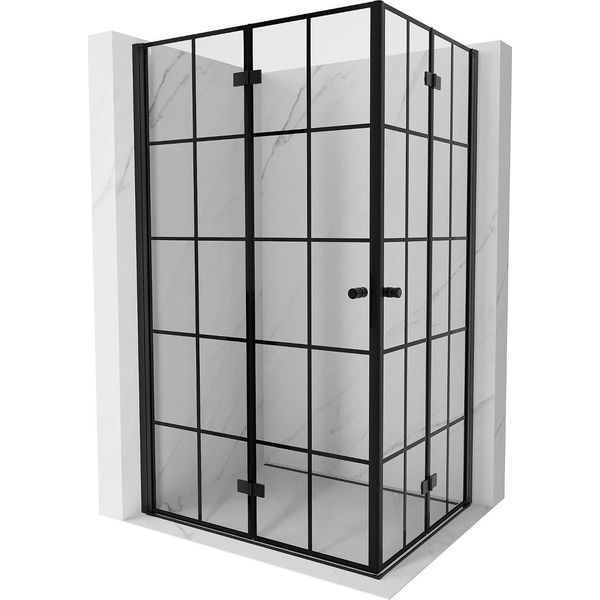Mexen Mist-F Duo Cabina Doccia Pieghevole Sinistra 100 X 90 Cm, Griglia Nera, Nero - 8A6-100L-090P-70-77-image