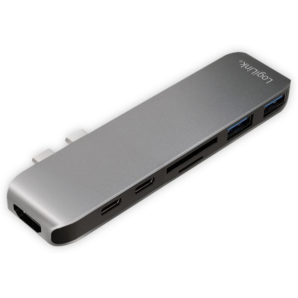 Logilink UA0302 Hub Multifunzionale Logilink USB-C 7-In-1 Con Pd, Grigio-image