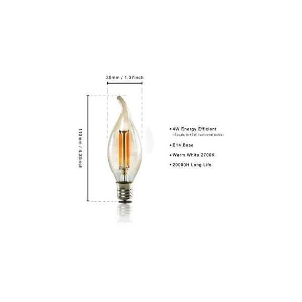 Zmh 6 Pezzi Lampadina E14 Vintage Led Bianco Caldo 4W Ambra Lampadina Retrò Edison Lampadina Luce Natale Lampadina Vetro-image