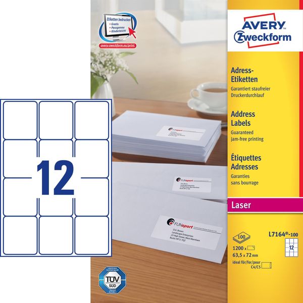 Avery Etichette Per Indirizzi Zweckform, 63,5 X 72,0 Mm, Bianco-image