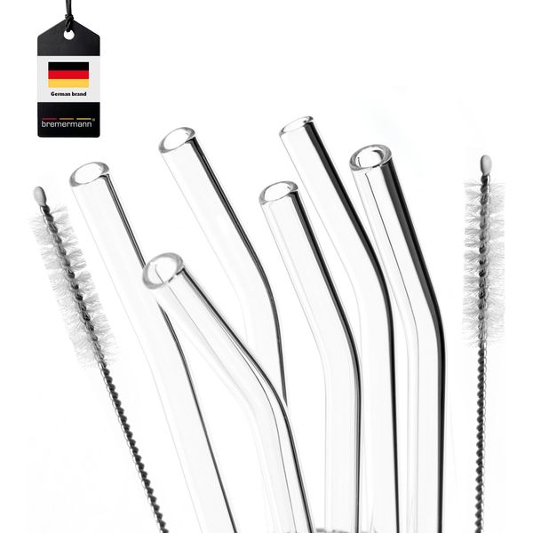 Bremermann 6 Cannucce In Vetro, Lunghezza 15 Cm, Riutilizzabili, Trasparenti Incl-image