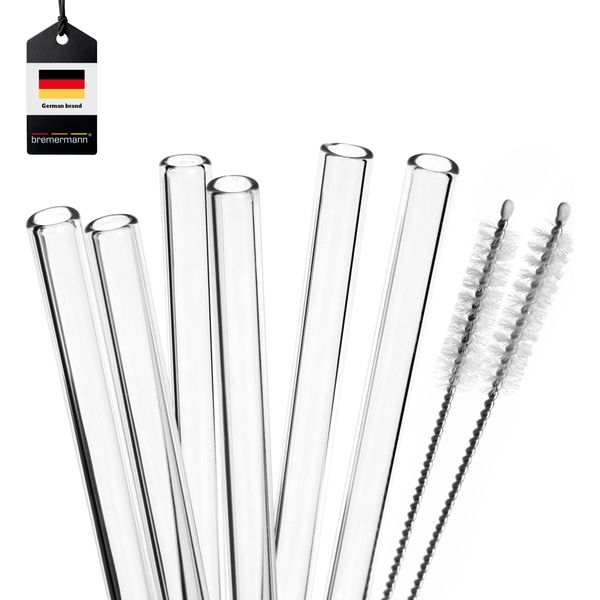 Bremermann 6 Cannucce In Vetro, Lunghezza 20 Cm, Riutilizzabili, Trasparenti Incl.-image