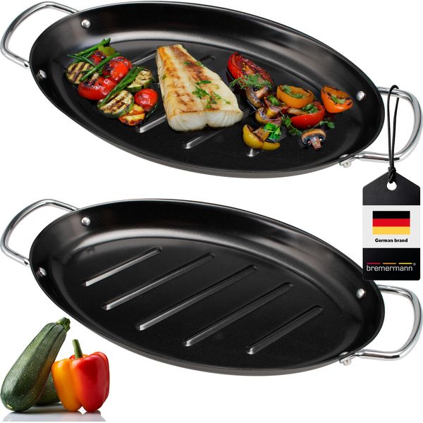 Set Di 2 Padelle Per Grigliare Il Pesce Bremermann Ovali, Con Rivestimento Antiaderente, 39,5 X 20,5 Cm-image