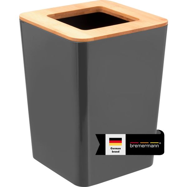 Bremermann Calvi Cestino Per Cosmetici In Bambù E Plastica | Cestino Per Rifiuti, Grigio-image