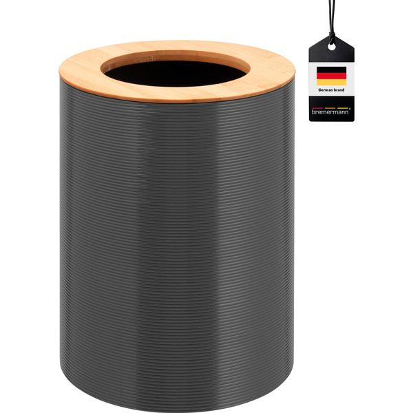 Bremermann Cestino Per Cosmetici Segno In Bambù E Plastica | Cestino Per Rifiuti | Cestino Per Rifiuti 5,5 Litri, Grigio-image