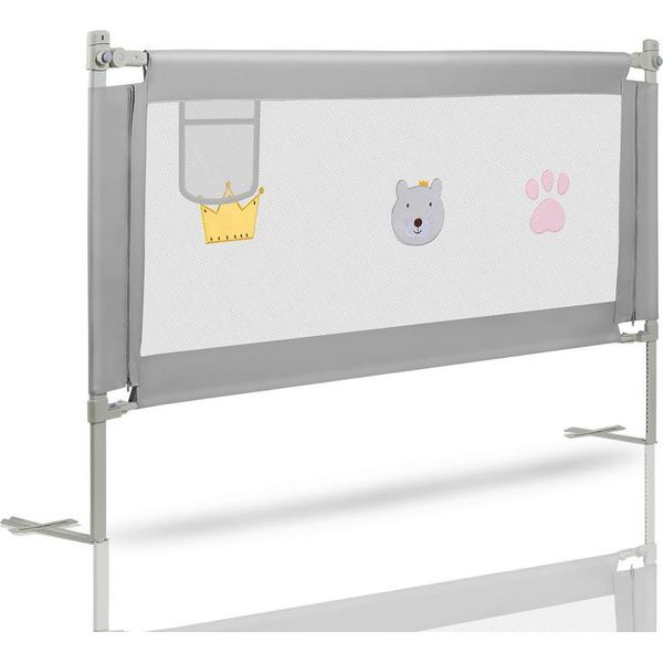 Tolletour Spondina Anticaduta Letto 200Cm Spondina Per Lettino Con Spondina Regolabile In Altezza Per Culle, Letti Per Genitori - Grigio 200Cm-image