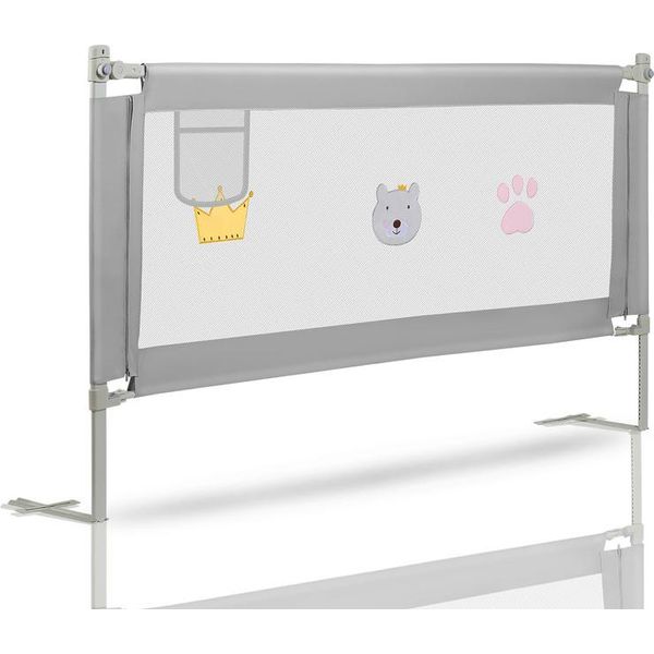 Jiubiaz Sponda Letto Culla Sponda Di Sicurezza 150Cm Protezione Anticaduta, Sponda Letto Di Sicurezza Regolabile In Altezza, Grazioso Modello Di Sponda Letto Pieghevole Per Bambini-image