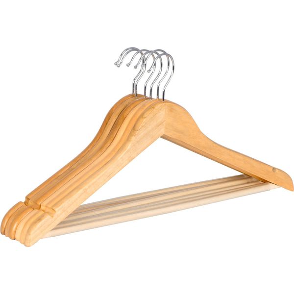 Wenko Set Di 6 Appendiabiti Eco Legno Naturale Lavanderia Legno Ganci Per Abiti Barra Pantaloni-image