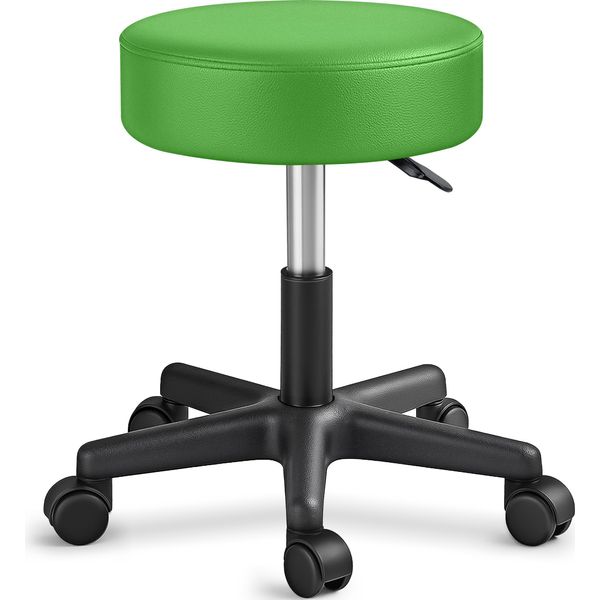 Tresko Sgabello Rotante Regolabile In Altezza Verde 150 Kg | Sgabello Girevole Sgabello 10 Cm Di Spessore Imbottitura 47-60 Cm | Sgabello Da Lavoro Sgabello Da Ufficio Girevole A 360° Con Rotelle-image