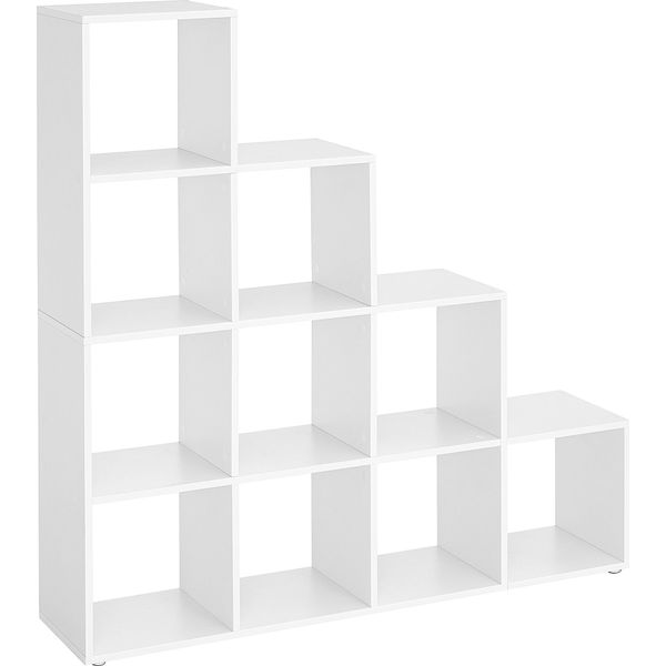Vasagle Libreria Con 10 Cubi Divisorio Per Ambienti Scaffale Per Scale Scaffale In Piedi Bianco-image