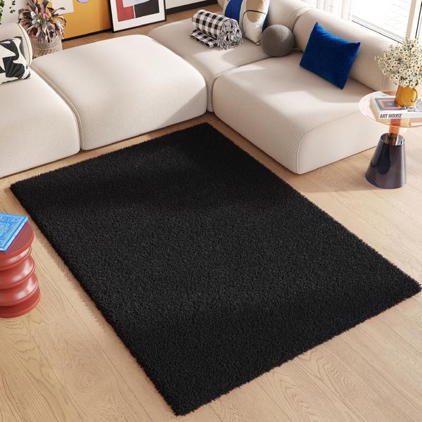 Tappeto Tapiso Essence Shaggy Unicoloured Modern Black ÖKotex 300 X 400 Cm-image