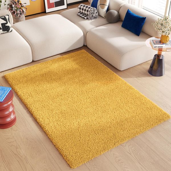 Tappeto Tapiso Essence Shaggy Unicoloured Modern Yellow ÖKotex 140 X 200 Cm-image