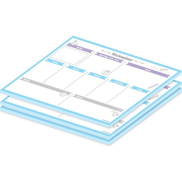 Pricaro Agenda Settimanale "Allerlei"", Celeste, A4, 25 Fogli, 3 Pezzi"-image