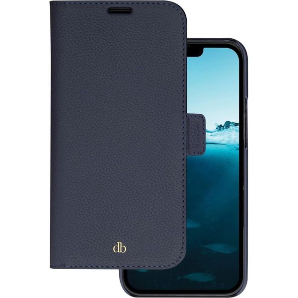 DBRAMANTE1928, Apple Iphone 14 Plus Folio 2 In 1 Modello New York In Pelle Con Porta Carte, Blu Navy-image