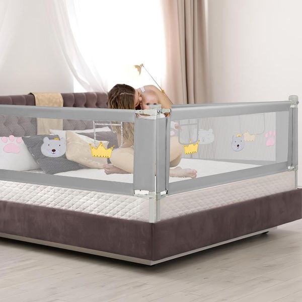 Jopassy Spondina Letto Culla Spondina Di Sicurezza 150Cm Protezione Anticaduta, Spondina Letto Di Sicurezza Regolabile In Altezza, Grazioso Motivo Spondina Letto Pieghevole Per Bambini-image