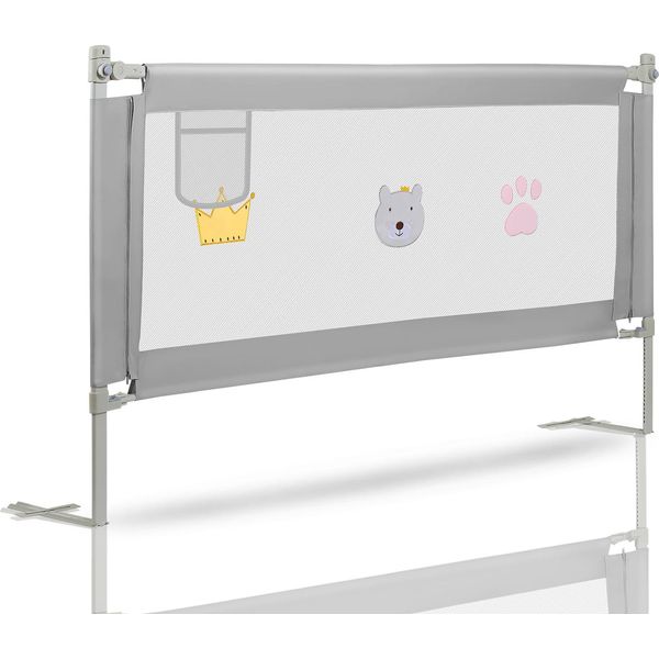 Clanmacy Protezione Letto Bambini Protezione Letto Regolabile In Altezza 200Cm Protezione Anticaduta Letto Per Bambini, Protezione Letto Per Bambini Con Rete Arieggiata, Per Letto Famiglia E Lettino-image