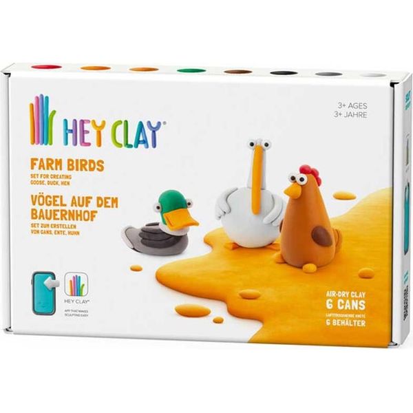 Set Di Argilla Da Modellare Tomy - Hey Clay Uccelli Della Fattoria 6 Barattoli Giocattolo Creativo-image