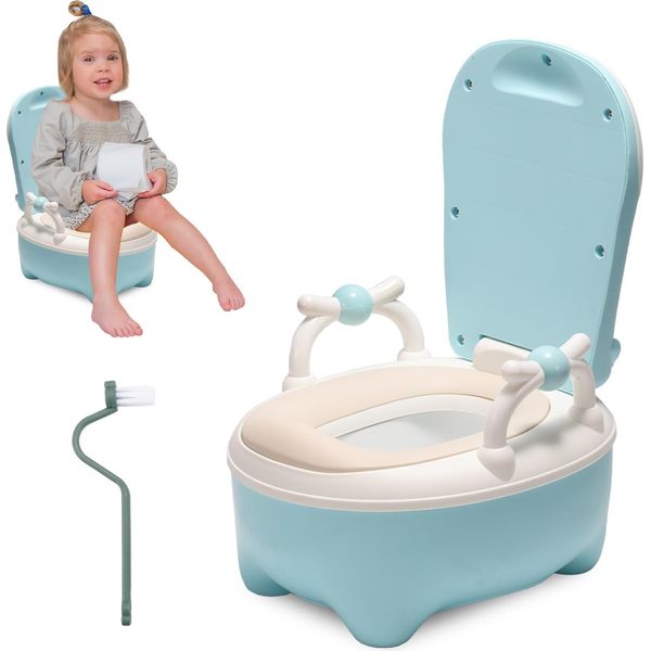 Vasino E Wc Per Bambini Jopassy, Vasino Per Bambini Con Funzione Wc, Sedile Per Wc Per Bambini E Trainer Con Maniglie E Design Antiscivolo Blu-image