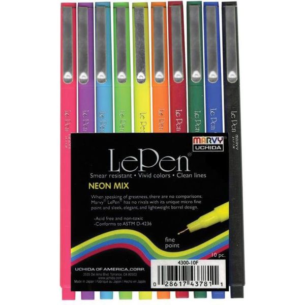Marvy Uchida Fineliner Set Colori Neon 0,3 Mm 10 Pezzi Caso-image