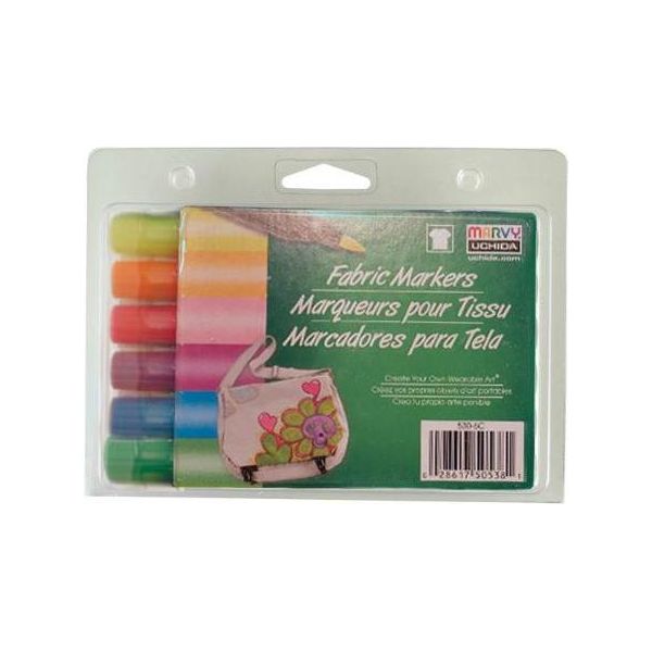 Marvy Uchida Textile Pens Brush Neon Set 6 Pezzi Colore Permanente-image