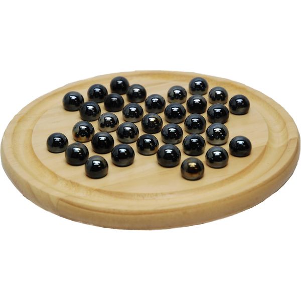 Hot Games Solitario In Legno 22 Cm Con Biglie In Vetro Nero-image