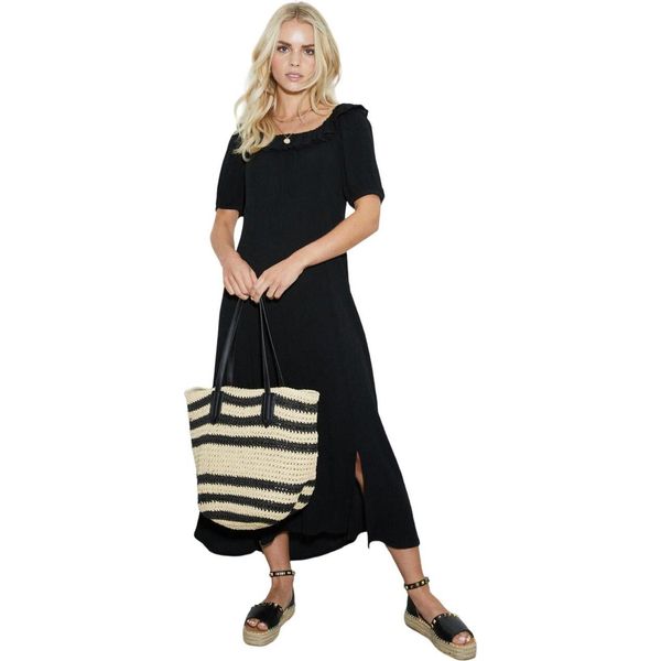 Dorothy Perkins - Abito Midi Con Collo Increspato Per Donna DP5188 (36 De) (Nero)-image