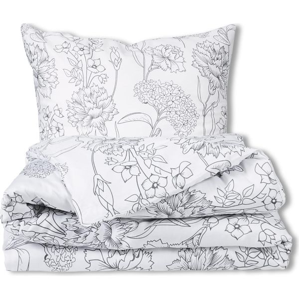 Set Di Biancheria Da Letto In Raso 220X200 Esclusivo Fiori In Grigio Primavera-image