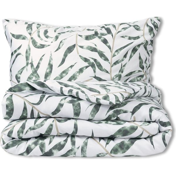 Set Di Biancheria Da Letto In Raso 220X200 Exclusive Foglie Nei Toni Del Verde-image