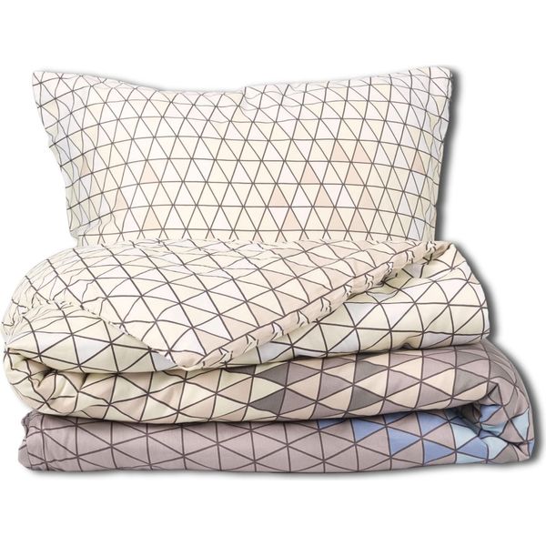 Biancheria Da Letto In Raso 220X200 Exclusive Geometrica Nei Toni Del Beige Primavera-image