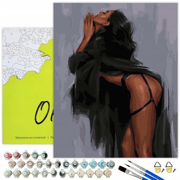 Oh Art! Pittura Con I Numeri Per Adulti - Ritratto Erotico Di Donna - Tela 40 X 50 Cm Con Telaio In Legno, 17 Colori Acrilici, Pennelli - Set Di Pittura Fai Da Te-image
