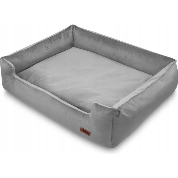 Letto Per Cani In Morbido Velluto Grigio Per Bulldog Huggy Doggy M-image