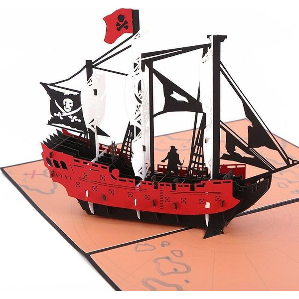 Cartolina Pop-Up 3D Di Auguri "Nave Pirata"-image