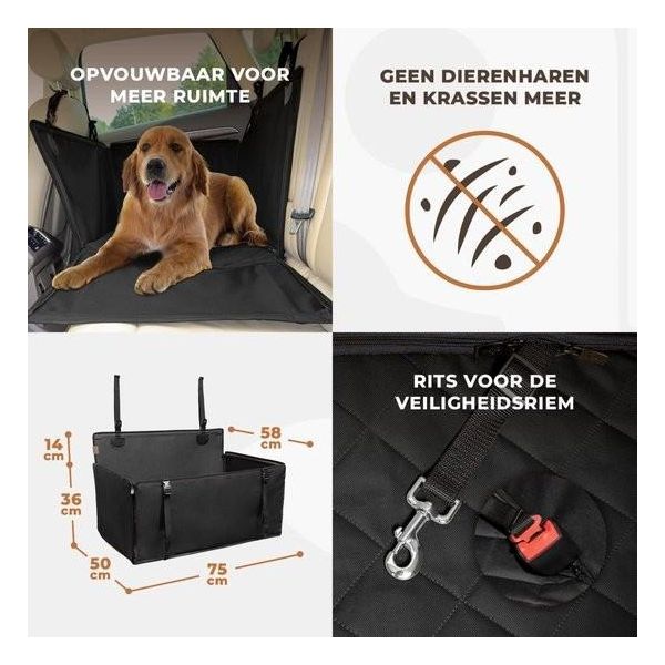 Letto Nero Per Cani - Protezione Del Sedile Posteriore - Misura L - Robusto E Confortevole-image