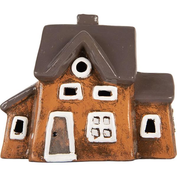 Clayre & Eef Portacandele House 20X11X16 Cm In Ceramica Arancione-image