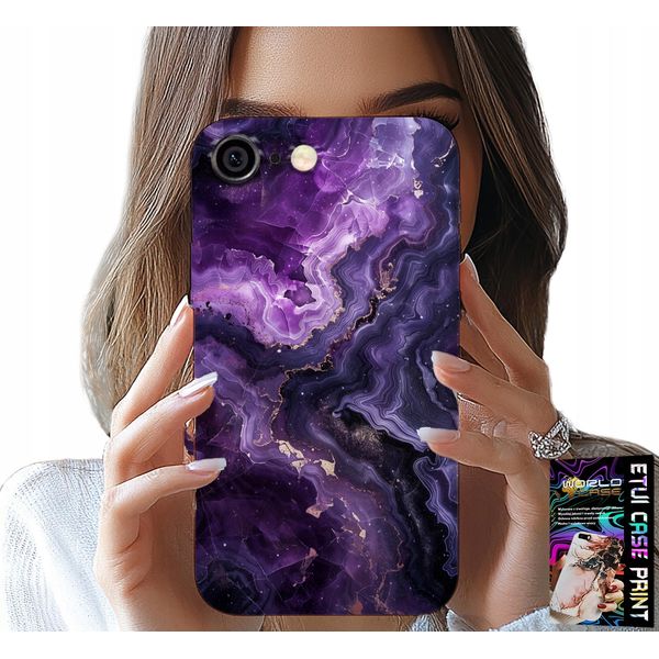 Custodia Per Iphone ( 6 Plus ) - Marmo Viola Moda Donna + Vetro-image