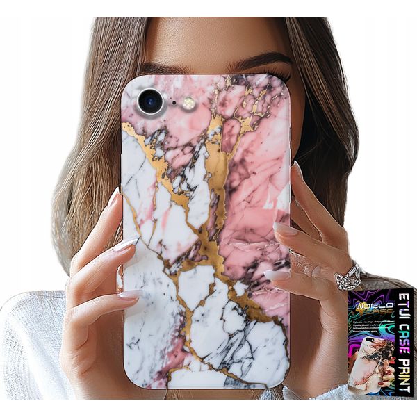 Custodia Per Iphone Se / Se2 - Marmo Bianco Rosa, Motivi In Pietra-image
