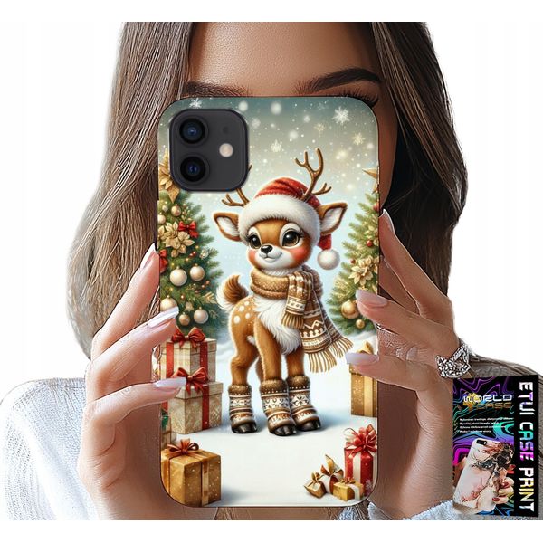 Custodia Per Iphone 12 - Renna, Disegni Natalizi + Vetro-image