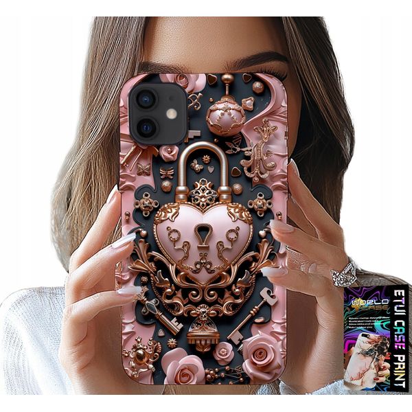 Custodia Per Iphone 13 Mini - Design Femminile E Alla Moda, Lucchetto Cuore Rosa-image