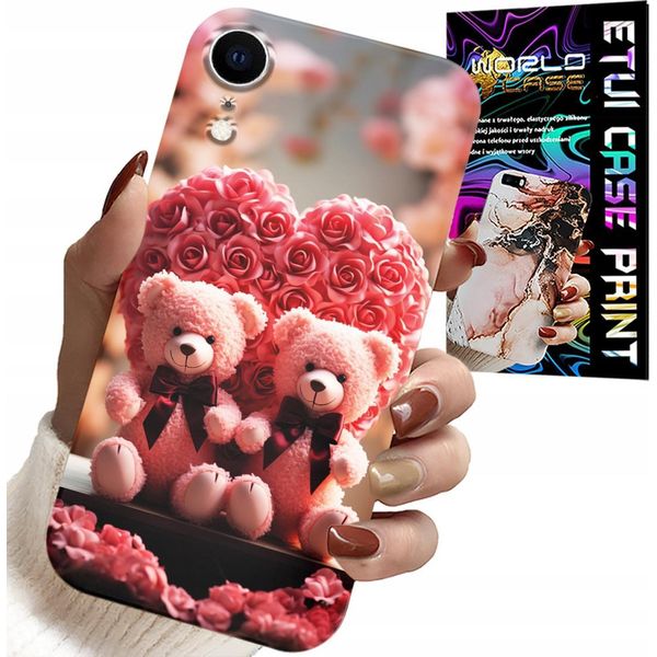 Custodia Per Iphone Xr - Rosa Orsetto Famiglia Cuore + Vetro-image