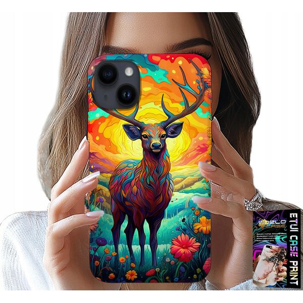 Custodia Per Iphone 14 - Disegni Colorati Cervi Alci Animali Della Foresta-image