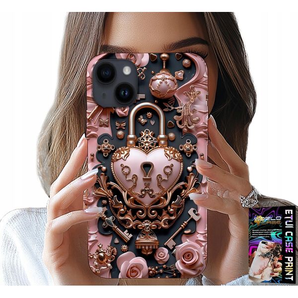 Custodia Per Iphone 15 Plus - Design Femminile E Di Tendenza, Lucchetto Cuore Rosa-image