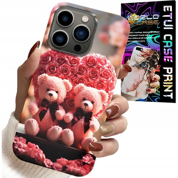Custodia Per Iphone 14 Pro - Orsetto Rosa Famiglia Cuore + Vetro-image