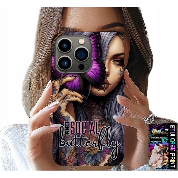 Custodia Per Iphone 15 Pro - Anti Social, Farfalla, Farfalla Rosa + Vetro-image