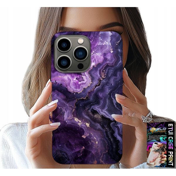 Custodia Per Iphone 15 Pro Max - Marmo Viola Moda Donna + Vetro-image